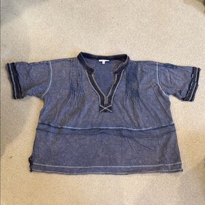 Washed Indigo Short Sleeve Women's Tunic Top